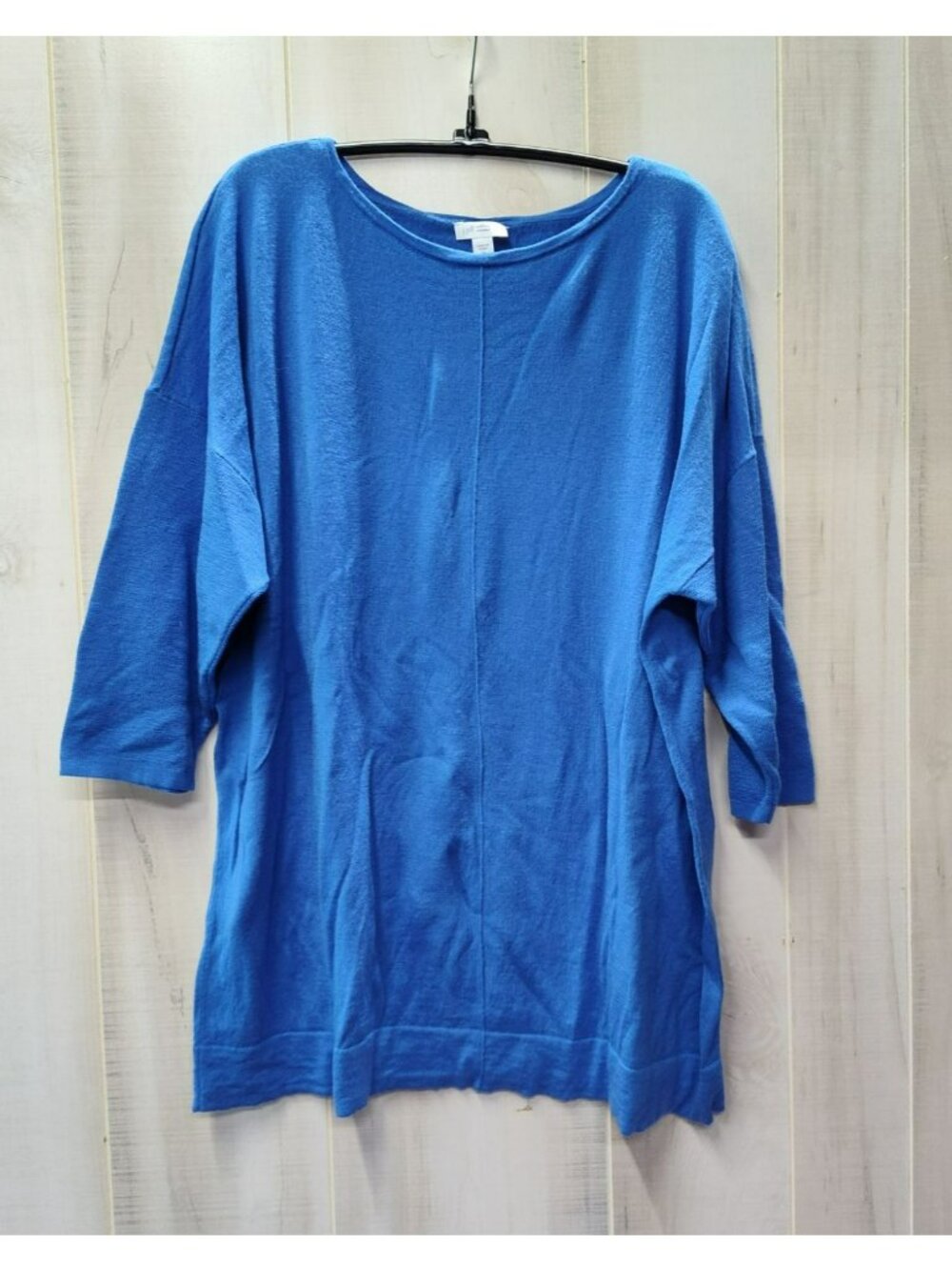 J Jill Tunic Sweater Shirt, Plus Size 2X, Blue, 100% Fine Merino Wool Washable - Picture 2 of 8